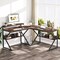 Tribesigns 63 Inch L Shaped Desk Rustic Brown With Storage Shelves Monitor Stand